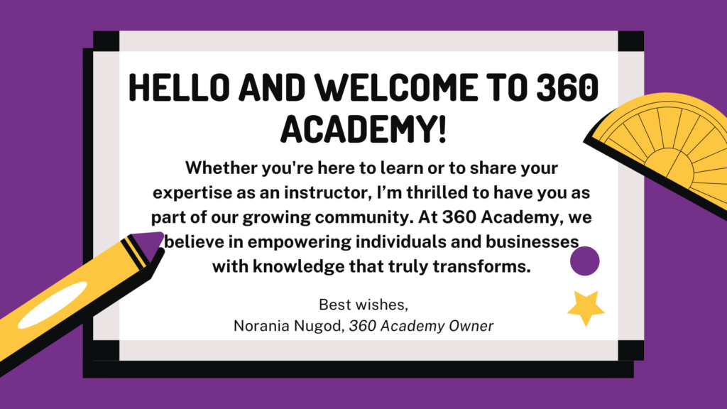 Welcome message 360 Academy